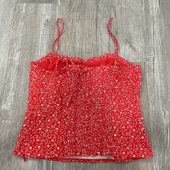 Zara Red Corset Style Floral Top - Picture 3 of 7